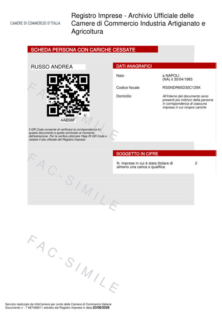 Scheda Persona con Cariche Cessate